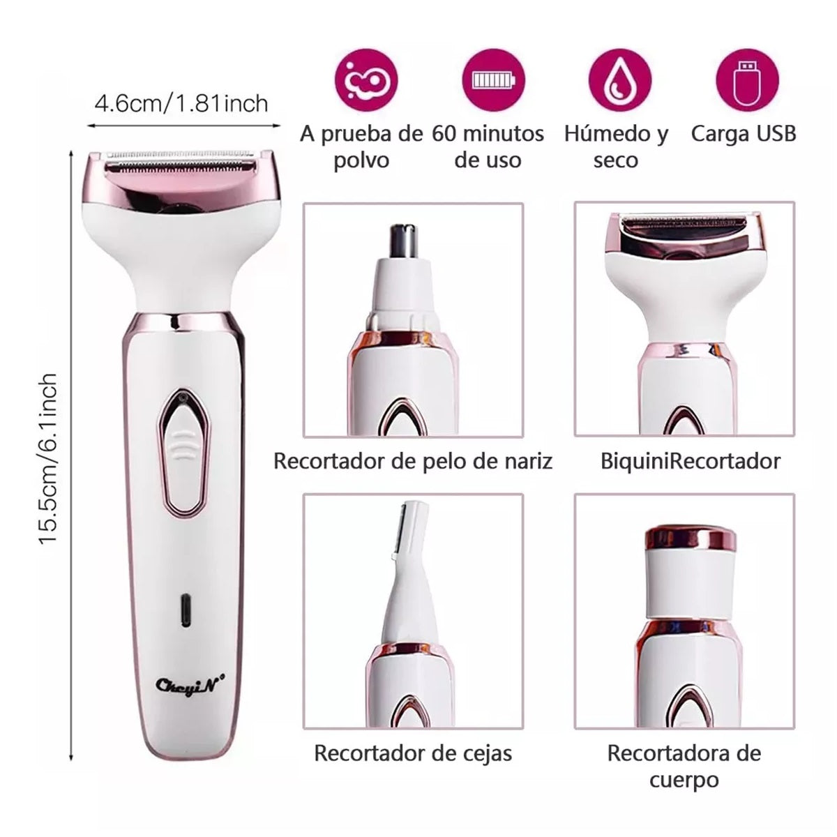 Depiladora Dama 4 en 1 Maquina Mujer